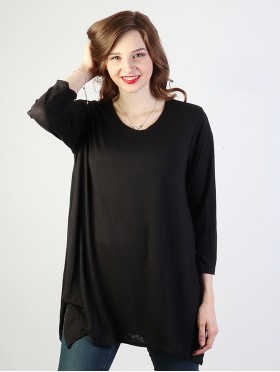 Solid High-Low Long Sleeved Top